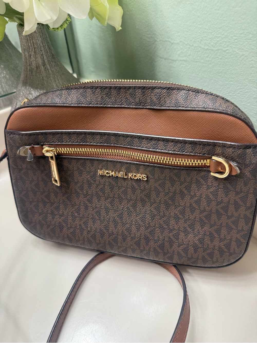 Michael Kors Brown/Cognac Logo Crossbody Bag